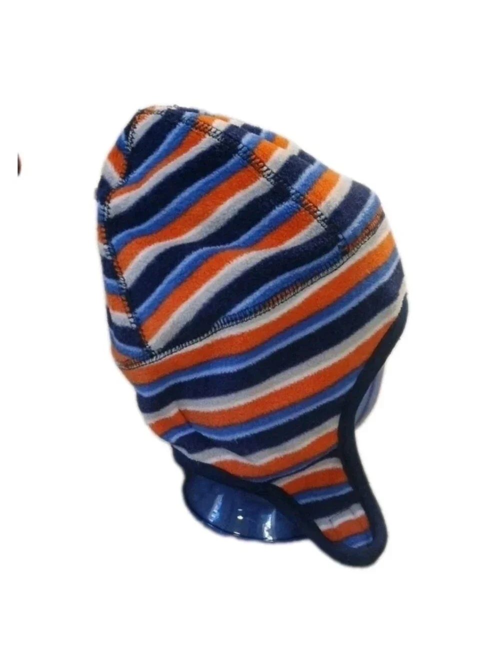 Toby NYC Infant Toddler Hat and Mittens Set Navy Stripes Double Layer Fleece